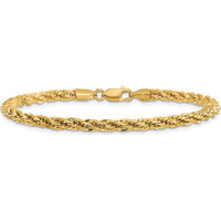 14K Yellow Gold 7" Diamond-Cut Rope Chain Bracelet with Lobster Clasp by Oro Pregiato