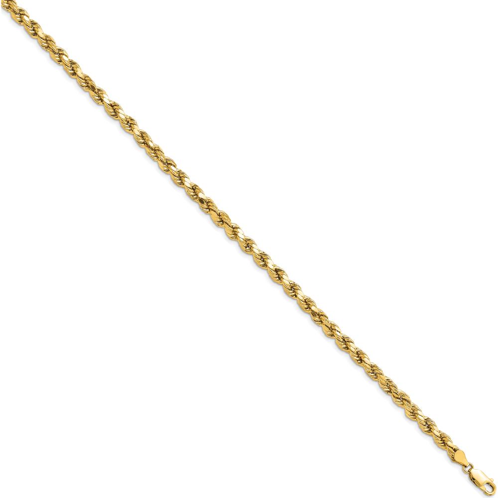14K Yellow Gold 7" Diamond-Cut Rope Chain with Lobster Clasp - 4.9mm Width by Oro Pregiato
