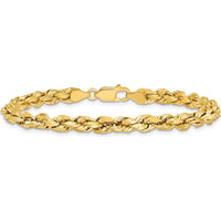 14K Yellow Gold 7" Diamond-Cut Rope Chain with Lobster Clasp - 4.9mm Width by Oro Pregiato