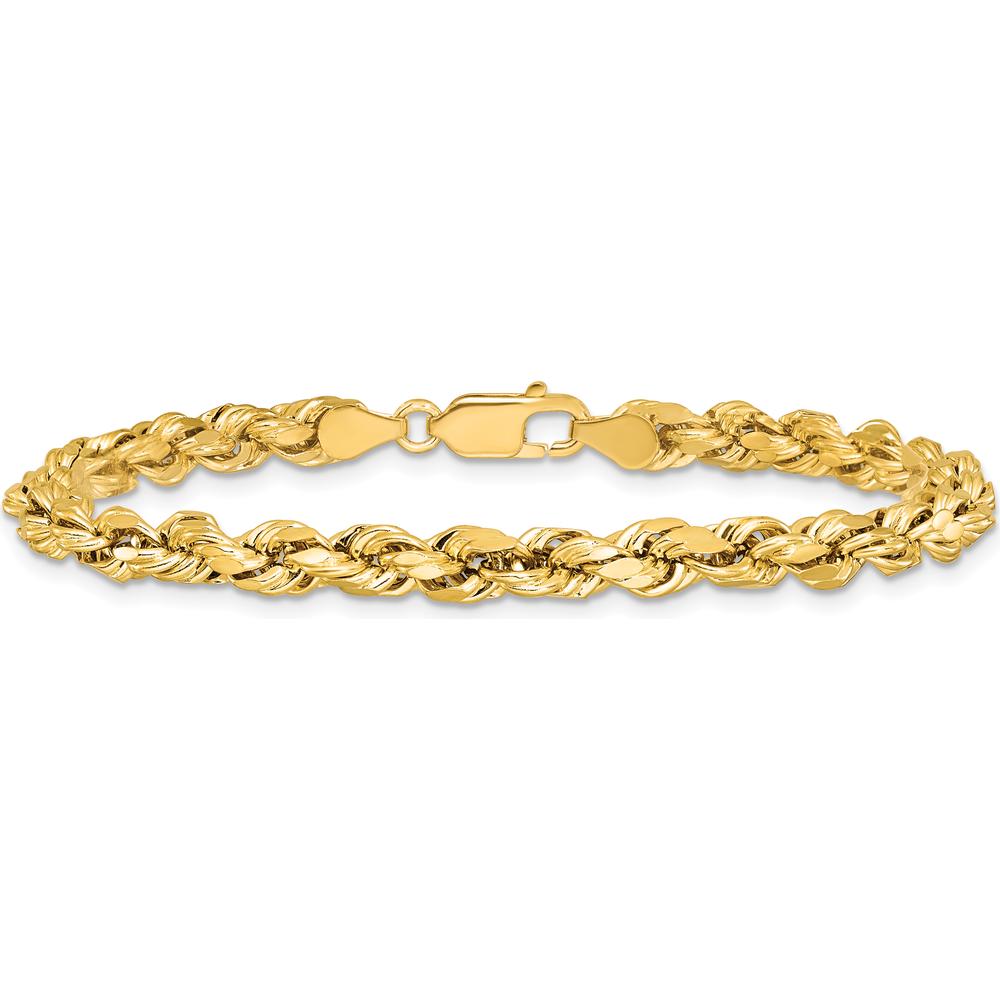14K Yellow Gold 7" Diamond-Cut Rope Chain with Lobster Clasp - 4.9mm Width by Oro Pregiato