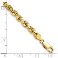14K Yellow Gold 7" Diamond-Cut Rope Chain with Lobster Clasp - 4.9mm Width by Oro Pregiato