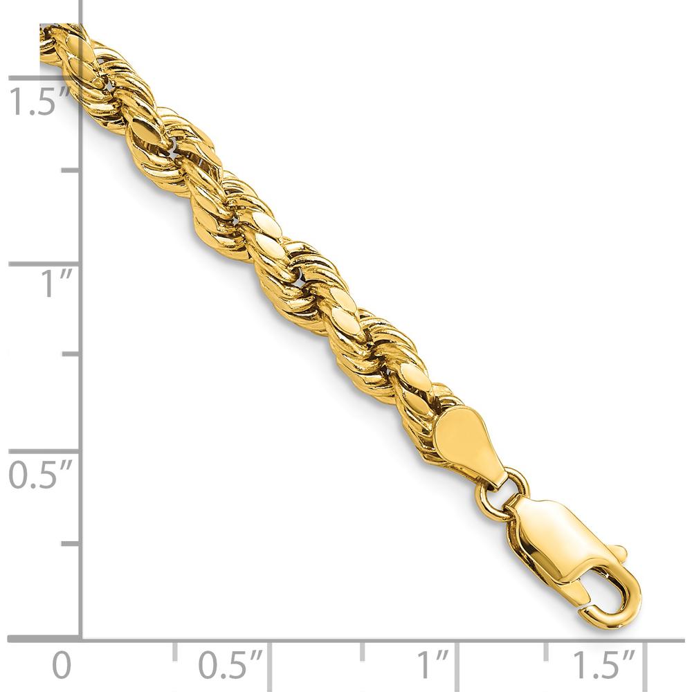 14K Yellow Gold 7" Diamond-Cut Rope Chain with Lobster Clasp - 4.9mm Width by Oro Pregiato