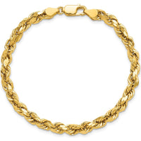 14K Yellow Gold 7" Diamond-Cut Rope Chain with Lobster Clasp - 4.9mm Width by Oro Pregiato