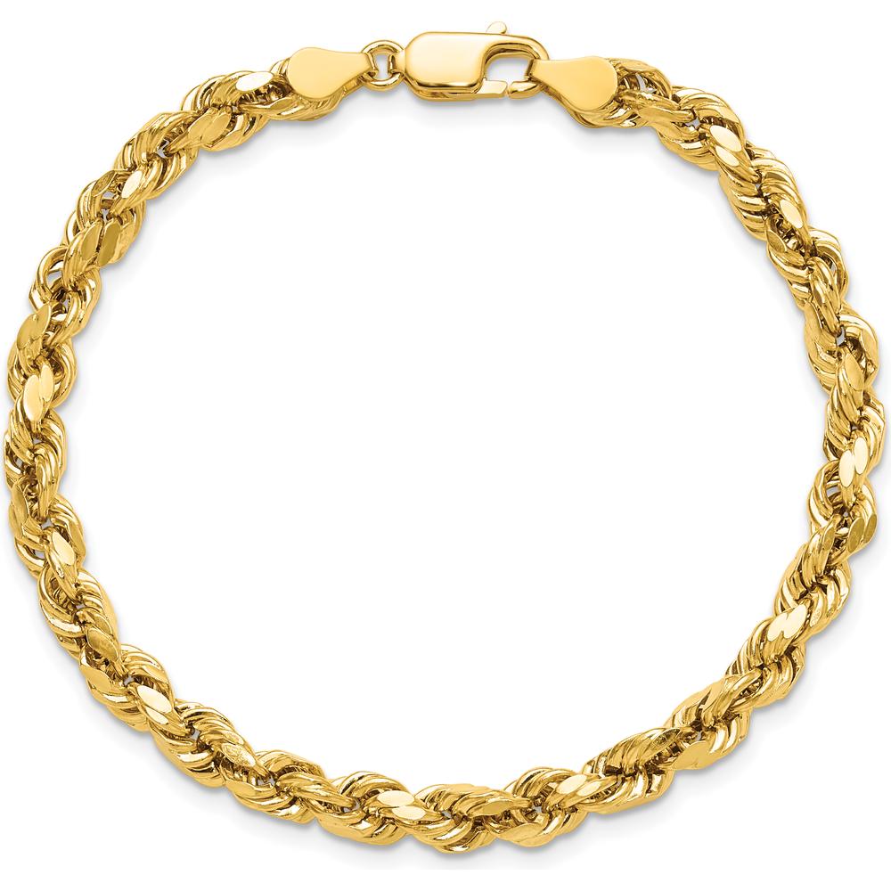 14K Yellow Gold 7" Diamond-Cut Rope Chain with Lobster Clasp - 4.9mm Width by Oro Pregiato