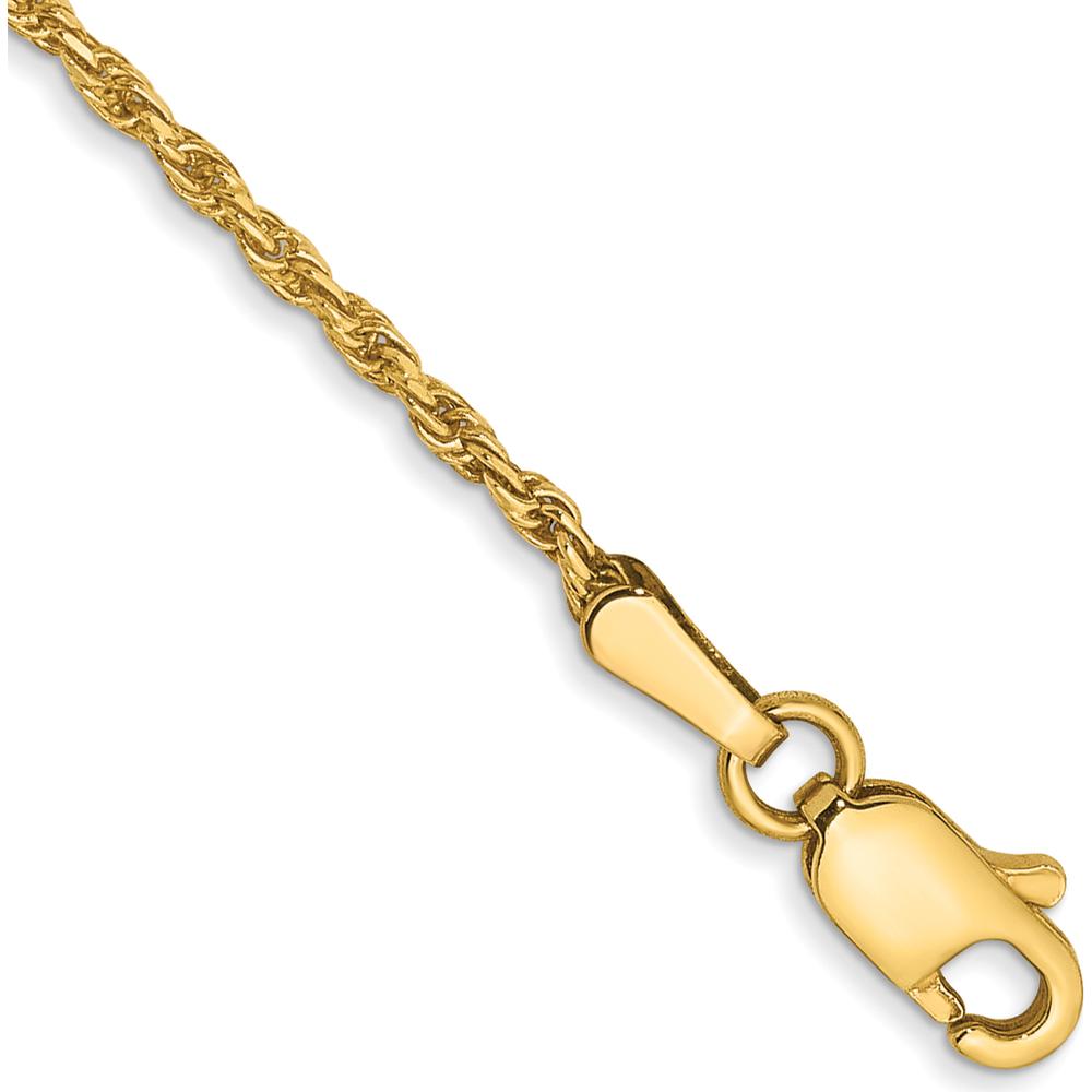 14K Yellow Gold 7" Diamond-Cut Solid Rope Chain Bracelet with Lobster Clasp by Oro Pregiato