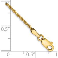 14K Yellow Gold 7" Diamond-Cut Solid Rope Chain Bracelet with Lobster Clasp by Oro Pregiato