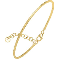 14K Yellow Gold 7" Diamond Cut Stackable Bangle with Pear-Shaped Lobster Clasp by Orozza Fine Jewelry