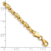 14K Yellow Gold 7" Diamond-Cut X-and-Heart Fancy Link Bracelet - Polished Finish by Oro Pregiato