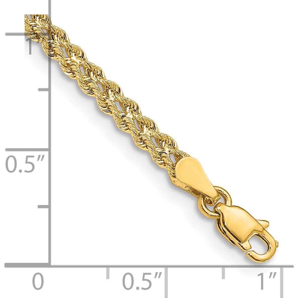 14K Yellow Gold 7" Double Strand Rope Bracelet - 3.0mm Polished Diamond-Cut