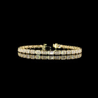 14K Yellow Gold 7” East-West Bezel Set Radiant Cut Lab Diamond Tennis Bracelet - 7.11 Carats Total Diamond Weight - Covaloro Fine Jewelry