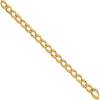14K Yellow Gold 7" Fancy Curb Link Bracelet with Brushed and Polished 9mm Links by 0