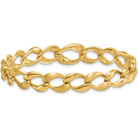 14K Yellow Gold 7" Fancy Curb Link Bracelet with Brushed and Polished 9mm Links by 0