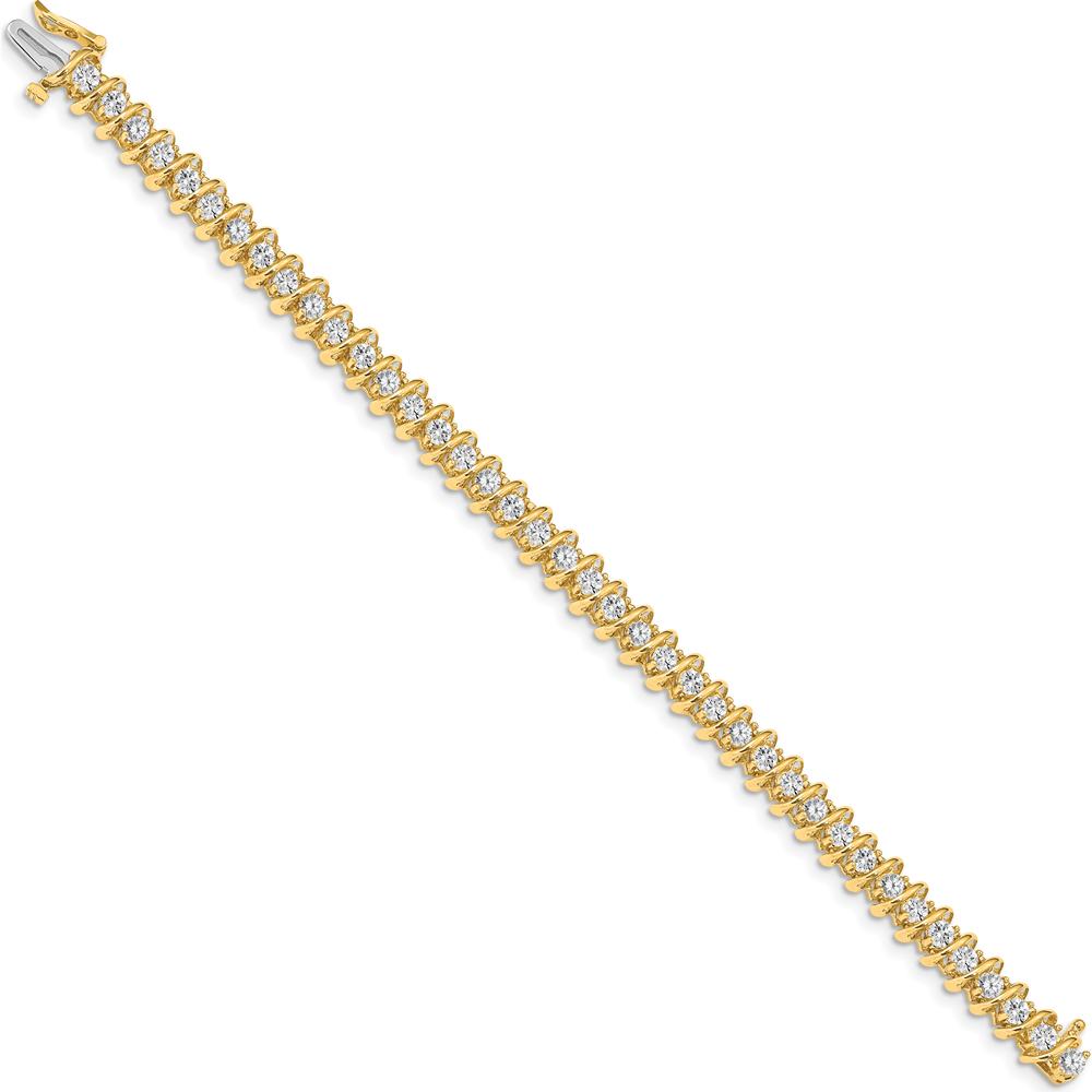 14K Yellow Gold 7" Fancy Spiral Tennis Bracelet Mounting for 2.9mm Round Diamonds - Holds 3.72 Carats Total by Oro Pregiato