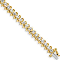 14K Yellow Gold 7" Fancy Spiral Tennis Bracelet Mounting for 36 Round Diamonds - 5.00 Carat Total Diamond Weight by Monteluci Fine Jewelry