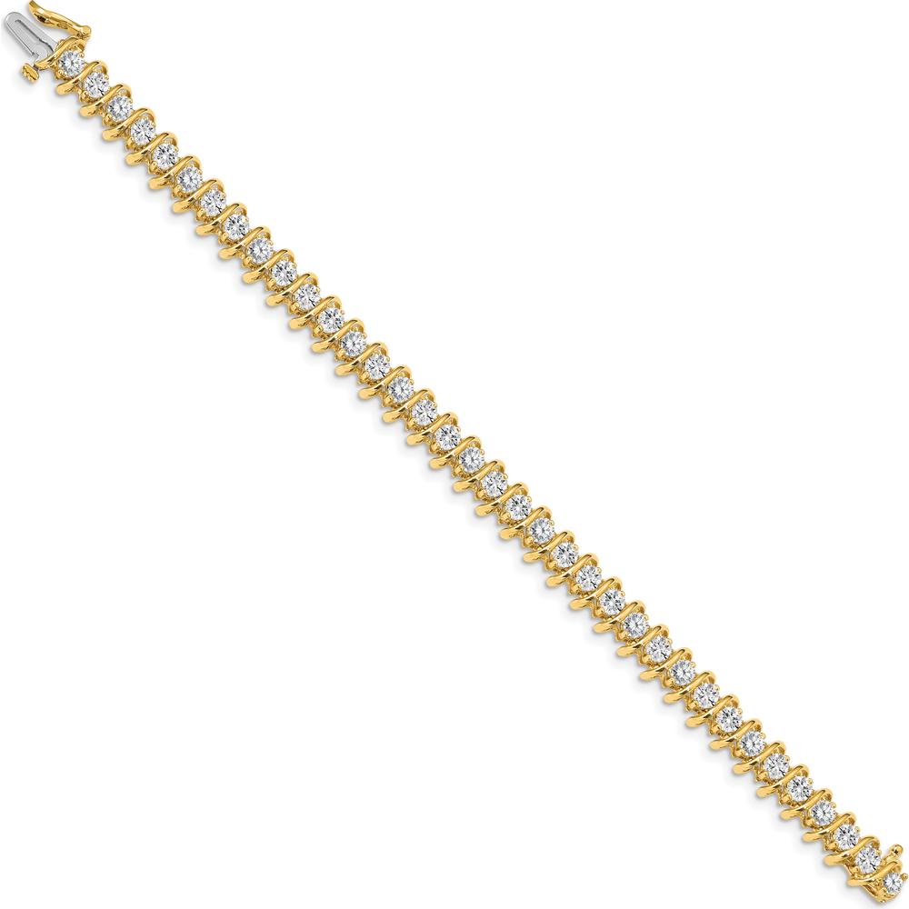 14K Yellow Gold 7" Fancy Spiral Tennis Bracelet Mounting for 36 Round Diamonds - 5.00 Carat Total Diamond Weight by Monteluci Fine Jewelry