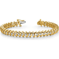 14K Yellow Gold 7" Fancy Spiral Tennis Bracelet Mounting for 36 Round Diamonds - 5.00 Carat Total Diamond Weight by Monteluci Fine Jewelry