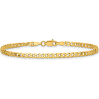 14K Yellow Gold 7" Flat Beveled Curb Bracelet with Lobster Clasp by Oro Pregiato