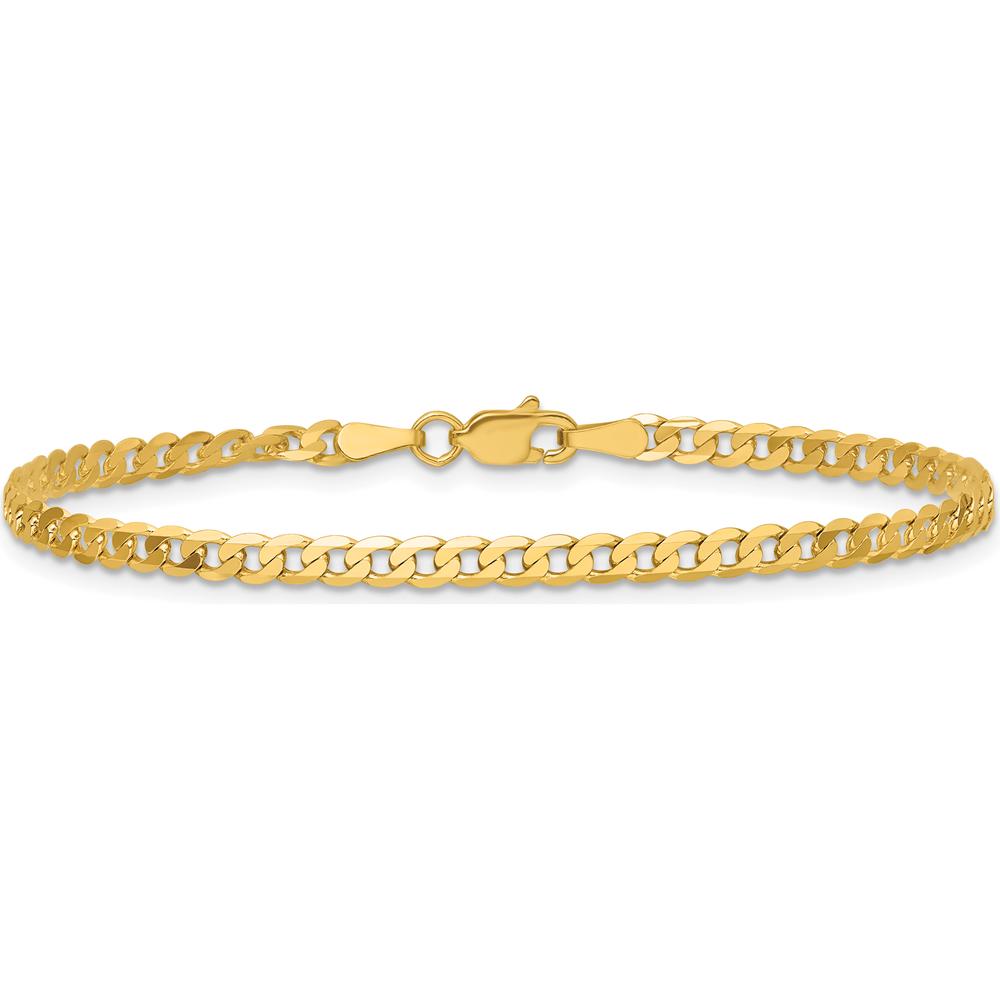 14K Yellow Gold 7" Flat Beveled Curb Bracelet with Lobster Clasp by Oro Pregiato