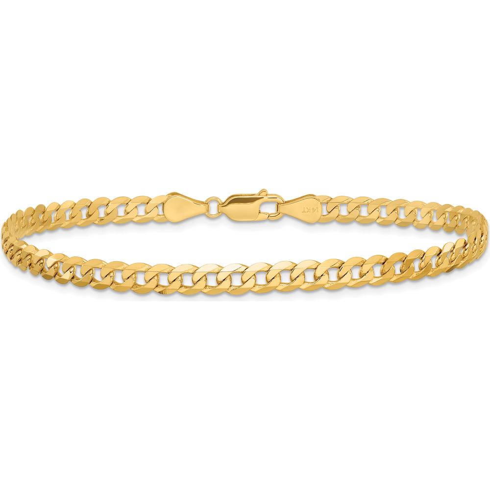 14K Yellow Gold 7" Flat Beveled Curb Bracelet with Lobster Clasp by Oro Pregiato