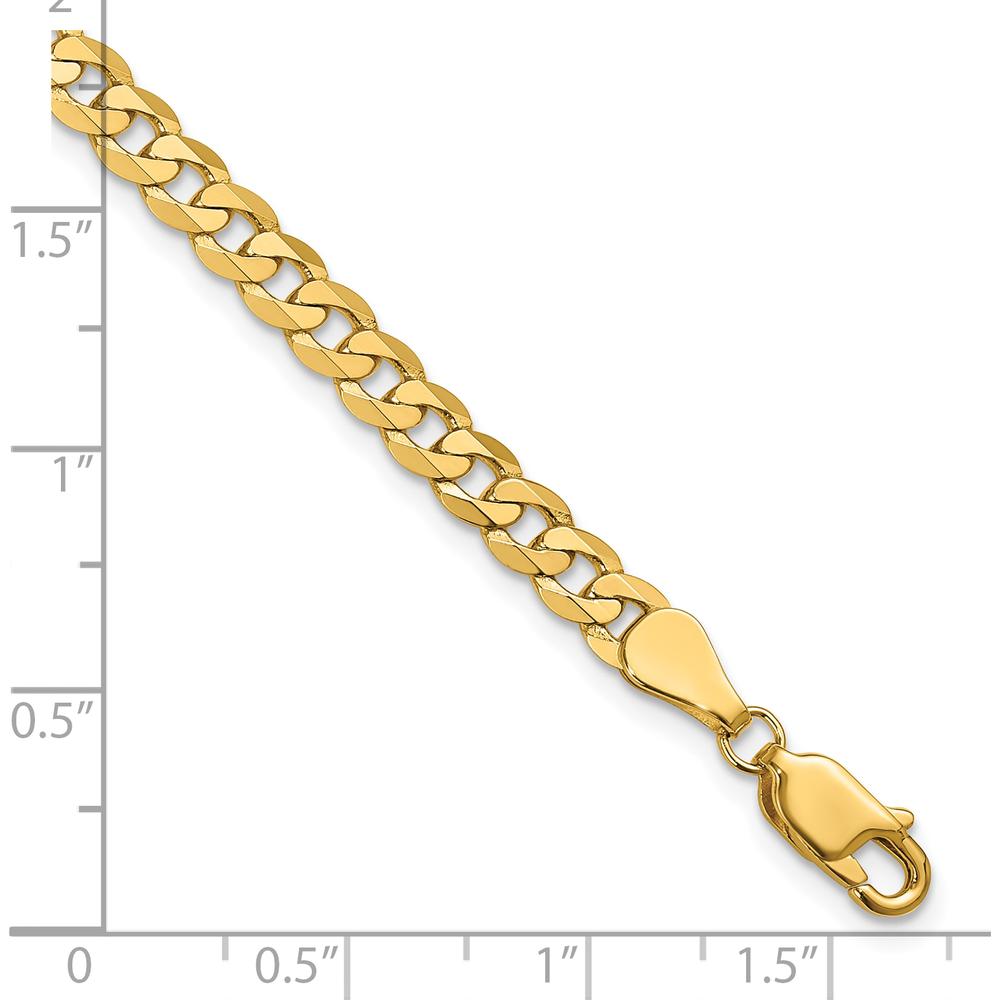 14K Yellow Gold 7" Flat Beveled Curb Bracelet with Lobster Clasp by Oro Pregiato