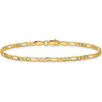 14K Yellow Gold 7" Flat Figaro Chain Bracelet - 2.75mm Width by Oro Pregiato