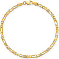 14K Yellow Gold 7" Flat Figaro Chain Bracelet - 2.75mm Width by Oro Pregiato
