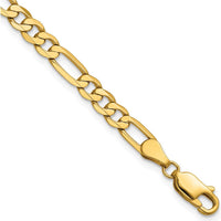 14K Yellow Gold 7" Flat Figaro Chain Bracelet with Lobster Clasp - 4.75mm Width by Oro Pregiato