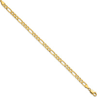 14K Yellow Gold 7" Flat Figaro Chain Bracelet with Lobster Clasp - 4.75mm Width by Oro Pregiato