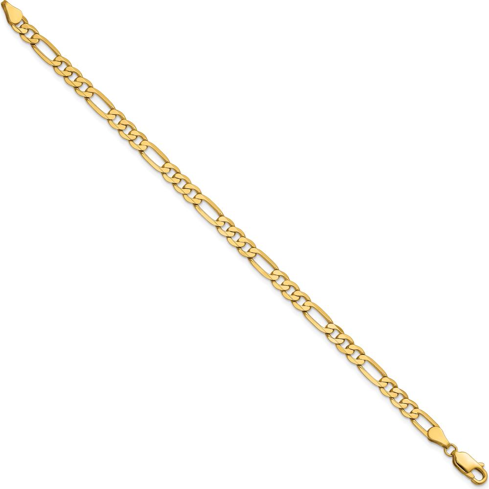 14K Yellow Gold 7" Flat Figaro Chain Bracelet with Lobster Clasp - 4.75mm Width by Oro Pregiato