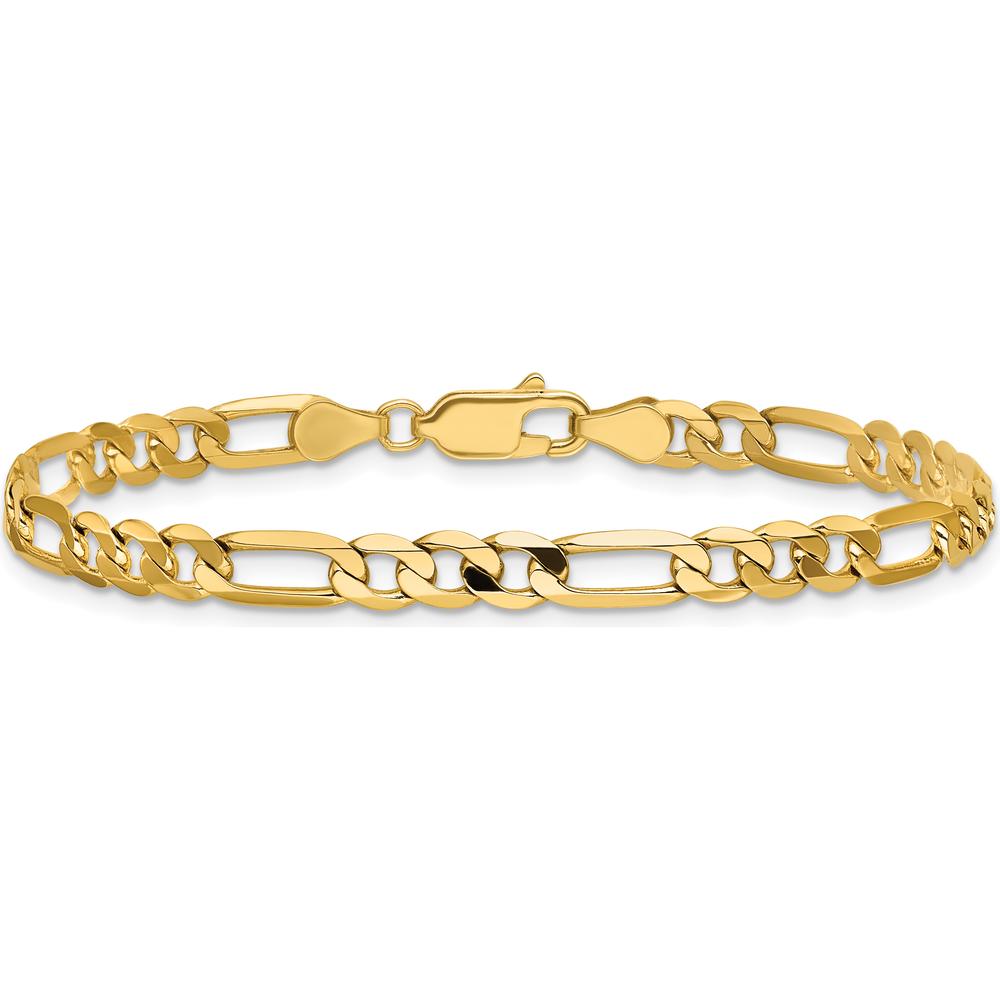 14K Yellow Gold 7" Flat Figaro Chain Bracelet with Lobster Clasp - 4.75mm Width by Oro Pregiato