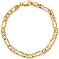14K Yellow Gold 7" Flat Figaro Chain Bracelet with Lobster Clasp - 4.75mm Width by Oro Pregiato