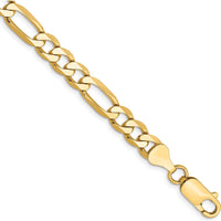 14K Yellow Gold 7" Flat Figaro Chain Bracelet with Lobster Clasp by Oro Pregiato