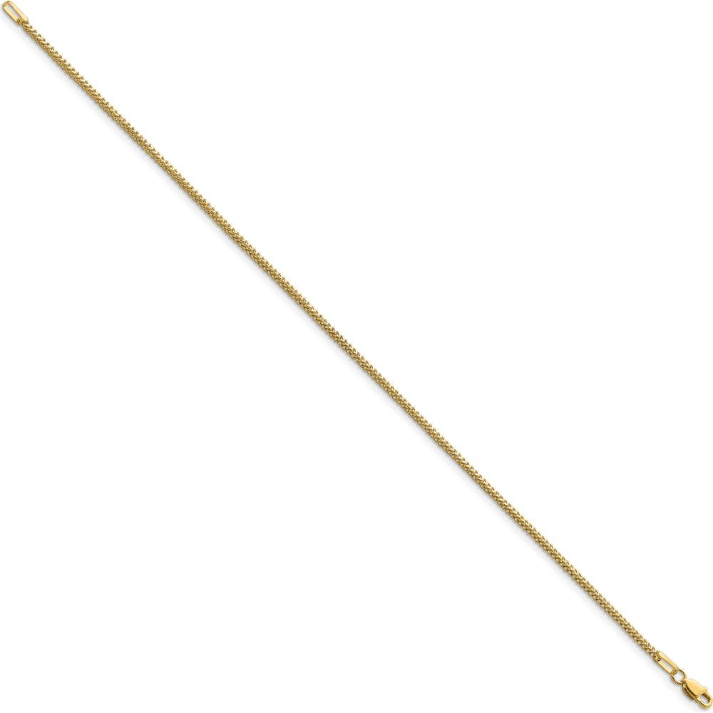 14K Yellow Gold 7" Franco Chain Bracelet with Lobster Clasp - Polished Finish by Oro Pregiato