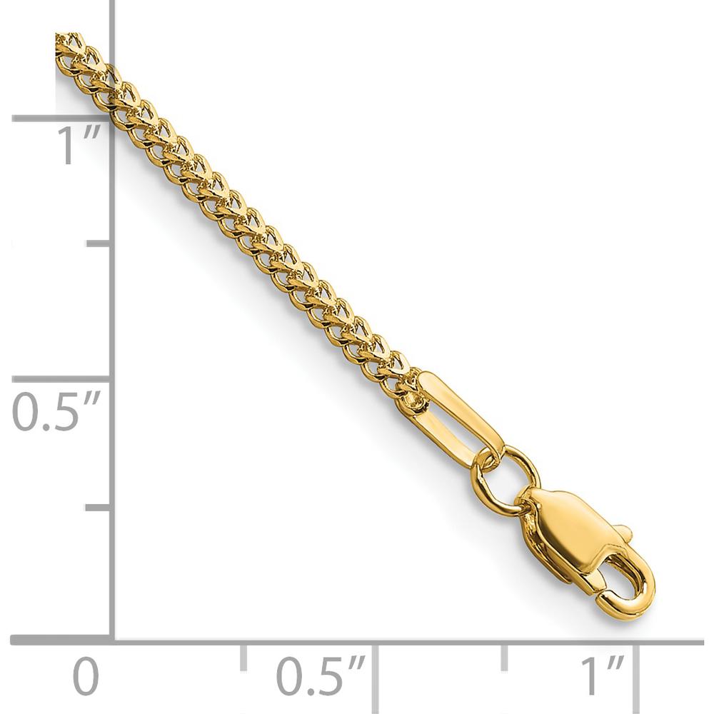 14K Yellow Gold 7" Franco Chain Bracelet with Lobster Clasp - Polished Finish by Oro Pregiato