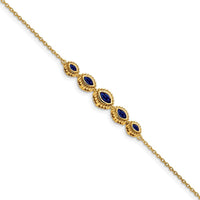 14K Yellow Gold 7" Gemstone Bracelet with 5 Marquise-cut Natural Sapphires - 0.54 Carats Total Sapphire Weight by Monteluci Fine Jewelry