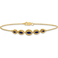 14K Yellow Gold 7" Gemstone Bracelet with 5 Marquise-cut Natural Sapphires - 0.54 Carats Total Sapphire Weight by Monteluci Fine Jewelry