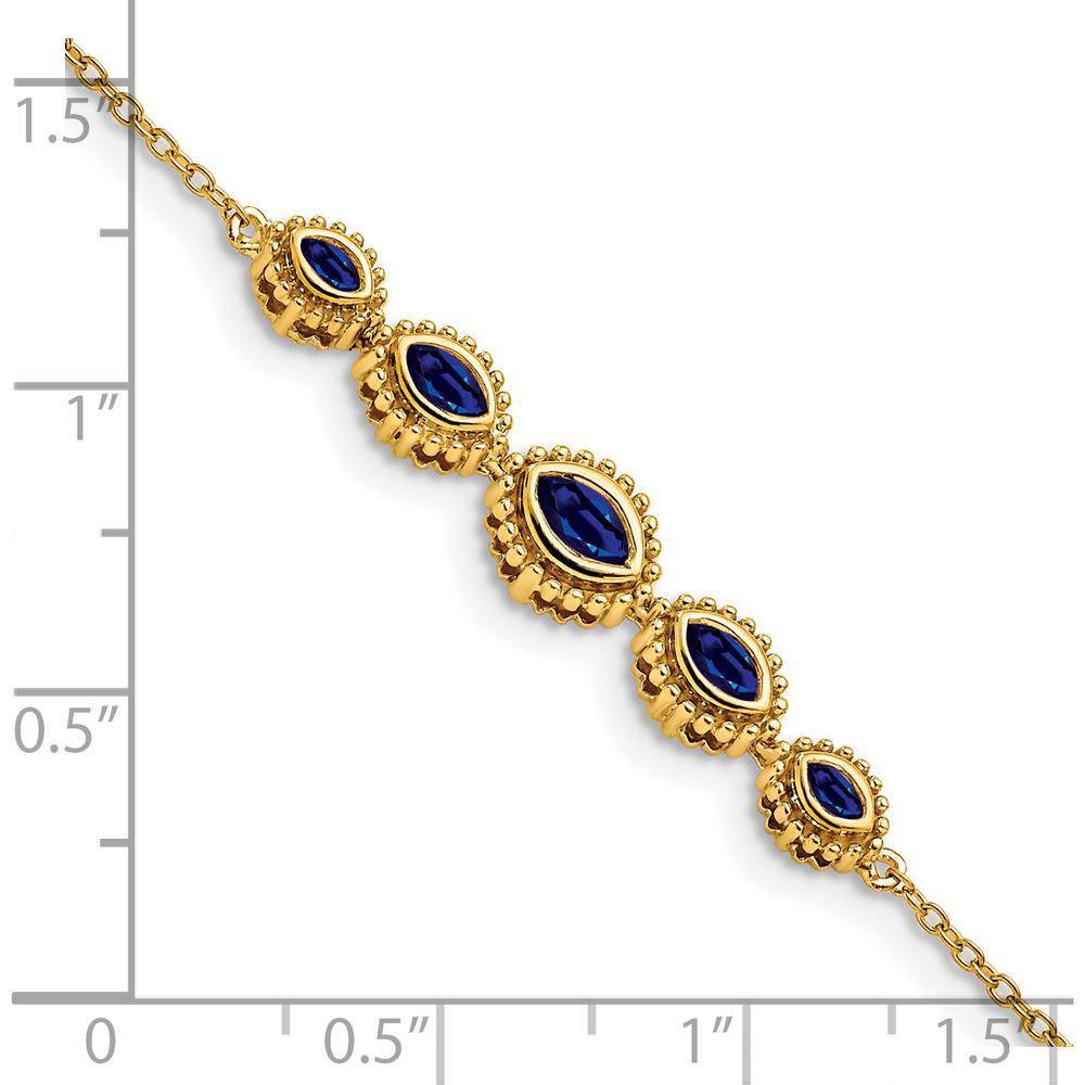 14K Yellow Gold 7" Gemstone Bracelet with 5 Marquise-cut Natural Sapphires - 0.54 Carats Total Sapphire Weight by Monteluci Fine Jewelry
