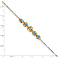 14K Yellow Gold 7" Gemstone Bracelet with Bezel-set Marquise Swiss Blue Topaz - 0.50 Carats Total Gem Weight by Monteluci Fine Jewelry