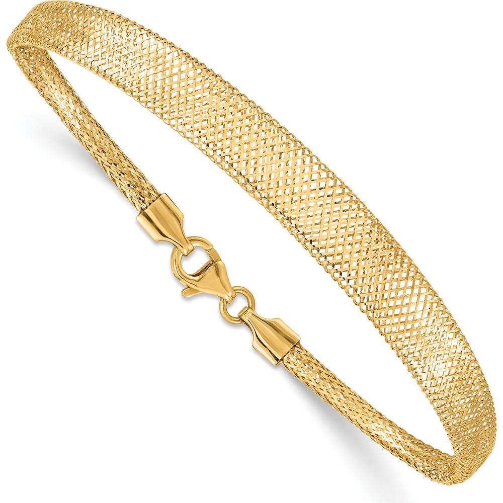 14K Yellow Gold 7" Graduated Stretch Mesh Bracelet by 0