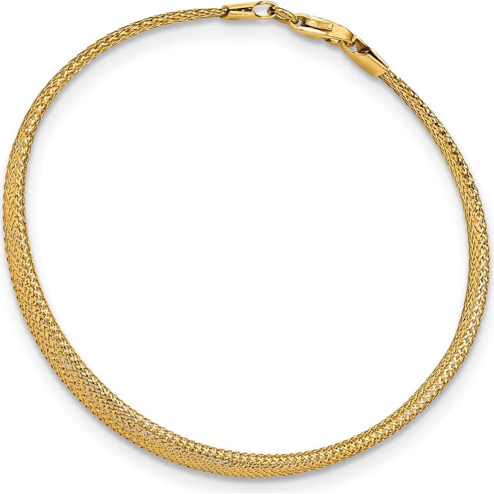 14K Yellow Gold 7" Graduated Stretch Mesh Bracelet by 0