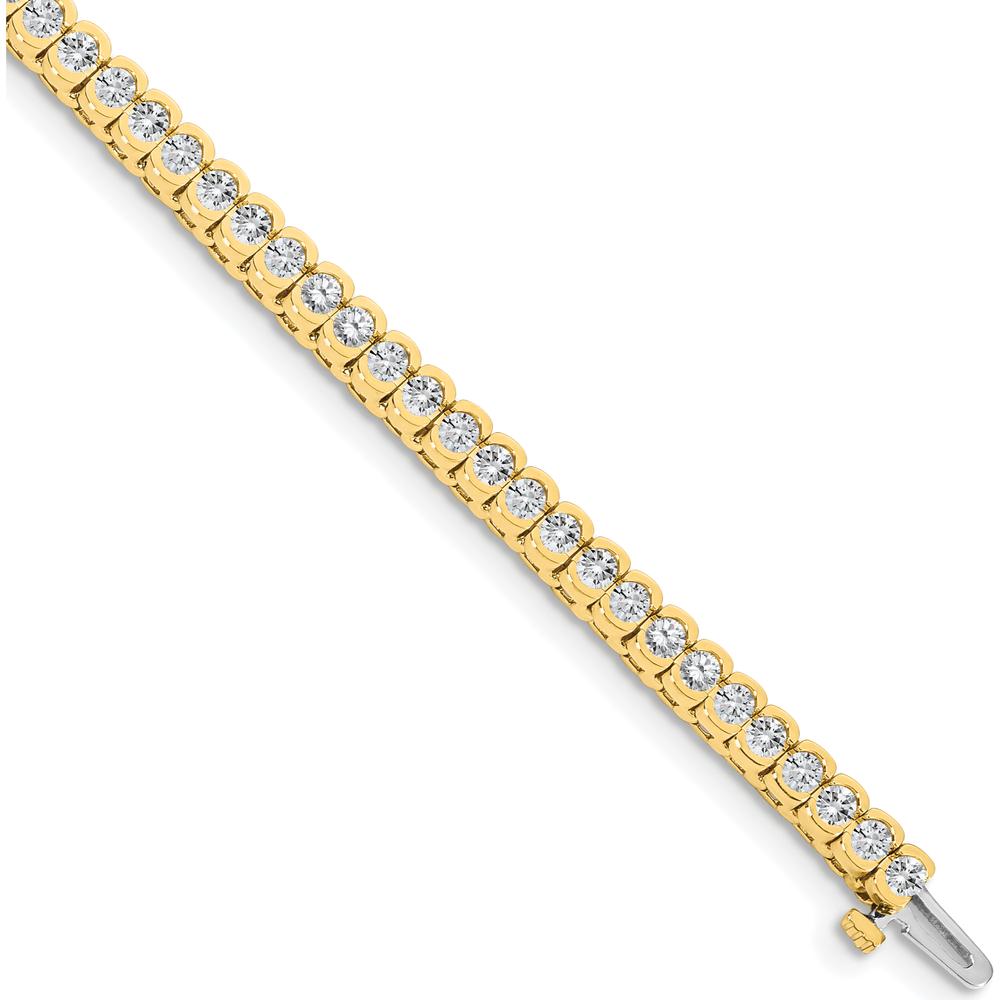 14K Yellow Gold 7" Half-Bezel Tennis Bracelet Mounting for 3.5 Carat Round Diamonds by Monteluci Fine Jewelry