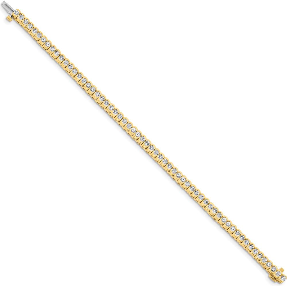 14K Yellow Gold 7" Half-Bezel Tennis Bracelet Mounting for 3.5 Carat Round Diamonds by Monteluci Fine Jewelry