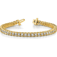14K Yellow Gold 7" Half-Bezel Tennis Bracelet Mounting for 3.5 Carat Round Diamonds by Monteluci Fine Jewelry