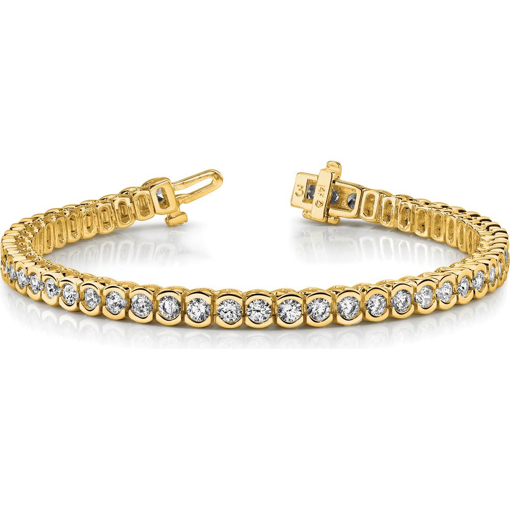 14K Yellow Gold 7" Half-Bezel Tennis Bracelet Mounting for 3.5 Carat Round Diamonds by Monteluci Fine Jewelry