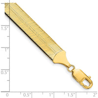 14K Yellow Gold 7" Herringbone Bracelet with Lobster Clasp - 10mm Width by 0