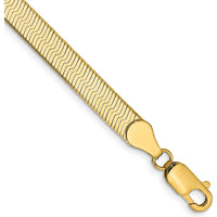 14K Yellow Gold 7" Herringbone Chain Bracelet with Lobster Clasp - 5mm Width by 0