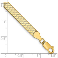 14K Yellow Gold 7" Herringbone Chain Bracelet with Lobster Clasp - 5mm Width by 0