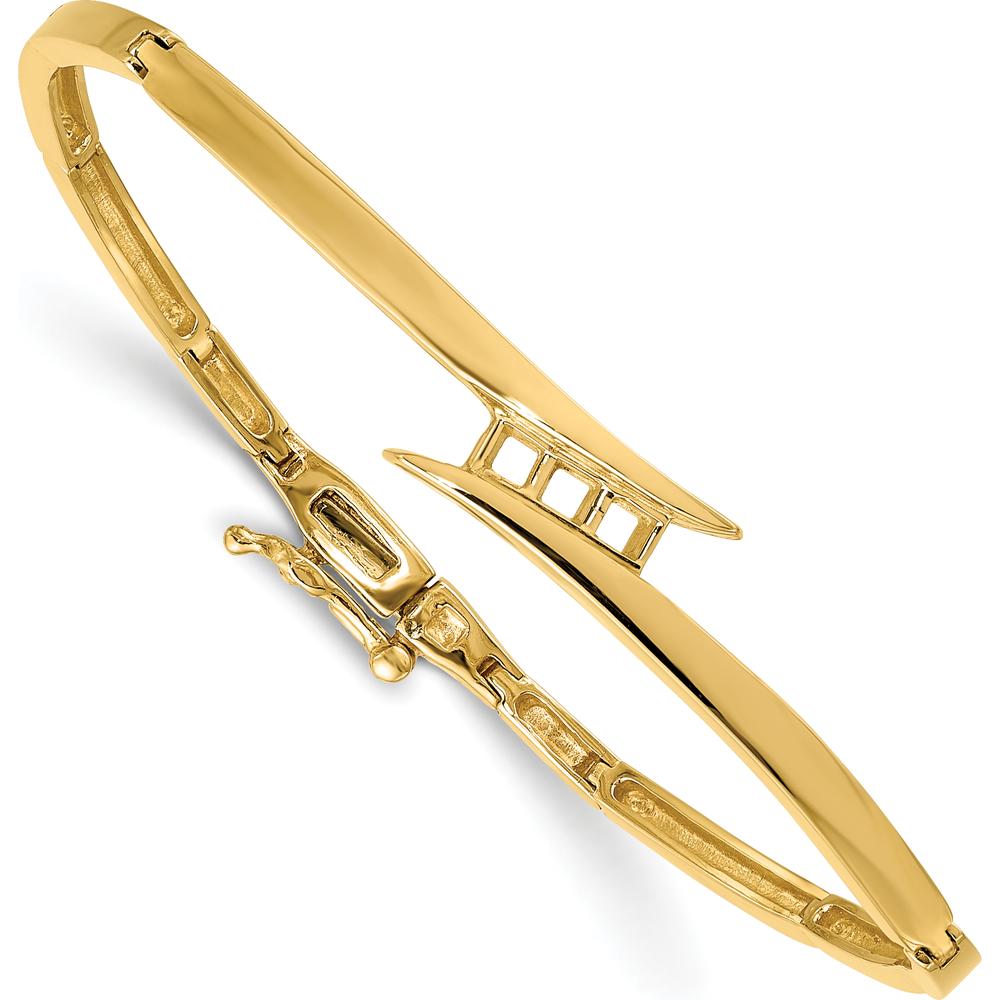 14K Yellow Gold 7" Hinged Bangle Bracelet Mounting with Channel-Set 2.9mm Round Stones - Holds 0.25 Carat Total by Oro Pregiato