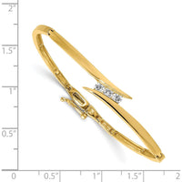 14K Yellow Gold 7" Hinged Bangle Bracelet with 3 Round Channel-Set Diamonds - 0.25 Carat Total Diamond Weight by Monteluci Fine Jewelry