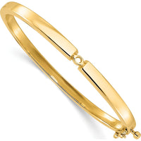 14K Yellow Gold 7" Hinged Oval Bangle Bracelet Mounting for 5.0mm Round Stone - Holds 0.50 Carat Gem by Oro Pregiato